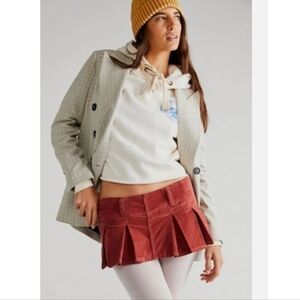 NWT FREE PEOPLE MICRO MINI PLEATED SKIRT SKORT IN ROASTED RUSSET